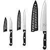 Kitchen Knife, 3-Pcs Knife Set With Sheath, 8 Inch Chef Knife, 4.5 Inch Utility Knife, 4 Inch Paring Chef Knife, Stainless Steel, Black