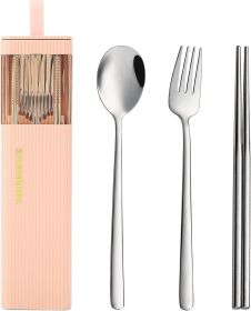 Travel Utensils with Case, 18/8 Stainless Steel Reusable Silverware Set for Lunch Box, Portable Cutlery Set, Fork and Spoon Set for Camping, Lunc
