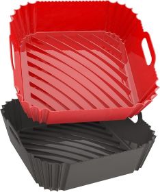 Large Silicone Air Fryer Liners Square 5-9 QT, 7.9 Inch Reusable Airfryer Liners Air Fryer Silicone Liners Pot Oven Liner Baking Tray