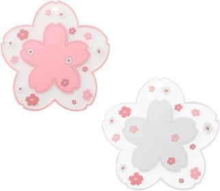 Sakura Coffee Cup Mat Kawaii Coaster 2PCS Cute Cherry Blossom PVC Home Tea Mug Pink Flower Pattern Anti-Skid Pot Bowl Pad Placemat for Desk Drink