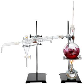 VEVOR Essential Oil Distillation Kit, 500ml Distillation Apparatus, 3.3 Boro Lab Glassware Distillation Kit with Alcohol Lamp, Ceramic Mesh and 2