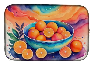 Colorful Oranges Dish Drying Mat Absorbent Dish Drying Mat Pad for Kitchen Counter Dish Drainer Mat for Countertop, 14 x 21", Multicolor