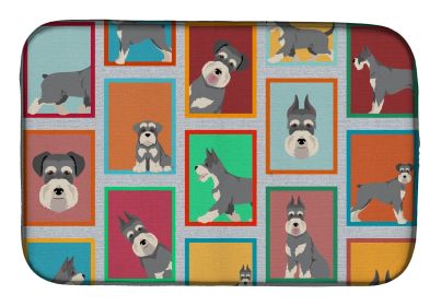 Lots of Schnauzer Dish Drying Mat Absorbent Dish Drying Mat Pad for Kitchen Counter Dish Drainer Mat for Countertop, 14 x 21", Multicolor