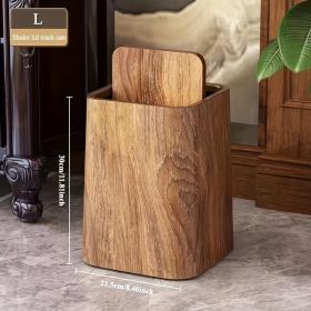Oversized Retro Wood Grain Trash Can With Odor-proof Seal And Rectangular Flap Suitable For Living Room, Kitchen, Bathroom And Hotel Use (Option: Trash can with lid)