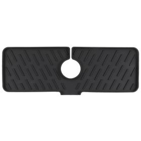 Black-Grey Color Options -- 1Pc Silicone Faucet Mat Kitchen Sink Splash Guard Drain Mat Drying Pad Kitchen Mat Bathroom Drip Catcher (Color: Black)