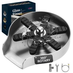 PIPPONER Glass Rinser For Kitchen Sink, Upgrade 360 Rotating High Pressure Jet Glass Rinser, 5-inch Stainless Steel Cup Washer, Cup Rinser Sink A (Option: Brushed Nickel)