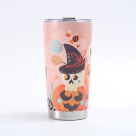 Customized Creative 304 Stainless Steel Insulated Mug, 3D-Printed Beer Cup, Halloween Large-Capacity 20oz Car Tumbler (Color: Pink)