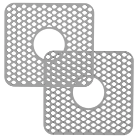 Silicone Grid Sink Mat With Central Drain Hole Non-Slip Kitchen Stainless Steel Sink Protector (Option: S-2PCS)