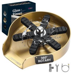 PIPPONER Glass Rinser For Kitchen Sink, Upgrade 360 Rotating High Pressure Jet Glass Rinser, 5-inch Stainless Steel Cup Washer, Cup Rinser Sink A (Option: Brushed Gold)