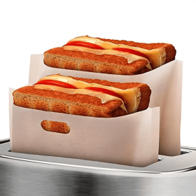 12Pcs Non Stick Toaster Bags Reusable 6.7 X7.5 Inch Grilled Cheese Bags Heat Resistant & Easy To Clean Mess Free Toasting Sandwiches Panini & Mor (Color: Brown)