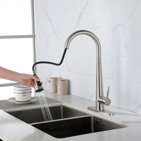 High Curvature Single Handle Kitchen Sink Faucet With Deck, Commercial Modern Stainless Steel Kitchen Faucet (Option: As shown in the figure)