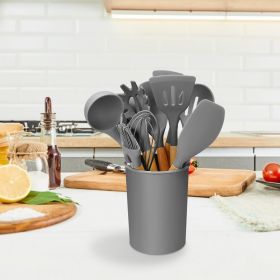 11 Piece Silicone Cooking Tool Set (Color: Grey)