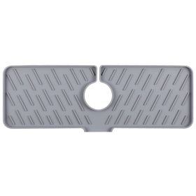 Black-Grey Color Options -- 1Pc Silicone Faucet Mat Kitchen Sink Splash Guard Drain Mat Drying Pad Kitchen Mat Bathroom Drip Catcher (Color: Grey)