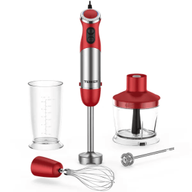 5 In 1 Immersion Blender Handheld 12 Speed Mode Hand Blender, Stainless Steel Blade With Mixing Beaker, (Option: 1set)