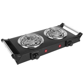 2000W Electric Dual Burner Portable Coil Heating Hot Plate Stove Countertop RV Hotplate With 5 Temperature Adjustments Portable Handles (Option: BlackDouble)