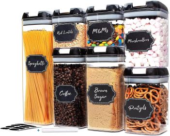 7-piece Set Of Food Containers (Color: Black)