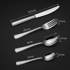 16 Piece Luxury High-end Silver Tableware Family Utensil Set - Stainless Steel 4-person Utensil Service Including Fork, Knife, Spoon, And Teaspoo (Option: 16Pieces)