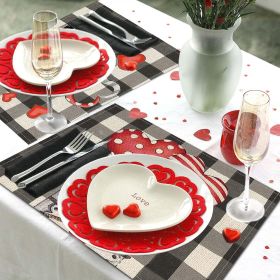 Valentines Day Placemats Set Of 4, 17x12.5 Inches With Gnomes And Hearts Pattern For Holiday Parties And Family Gatherings-clearance Sale (Option: W13667822)