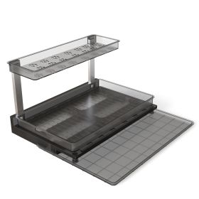 1Pc 2Tier Pull Out Under Sink Organizer Cabinet Organizer With Sliding Drawer Tray L Shaped Slide Out Storage Shelves For Bathroom Kitchen Cabine (Option: 1Pc)