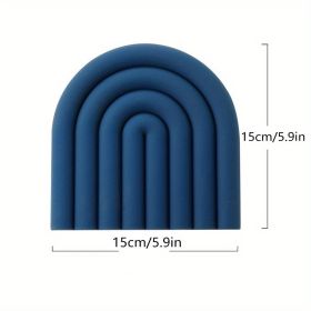 1pc Rainbow Silicone Heat Insulation Pad; Eco Friendly Soft Table Mat; Heat Resistant Silicone Trivets For Pots And Pans; Square Silicone Hot Pad (Color: Dark Blue)