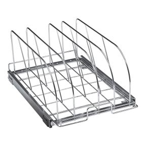 VEVOR Pan and Pot Rack, Expandable Pull Out Under Cabinet Organizer, Cookie Sheet Baking Pans tray Organization, Adjustable Wire Dividers (Width: 12.5 inch, Number of Layers: Single Layer)