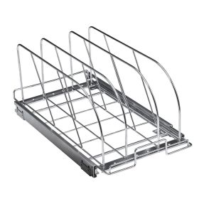 VEVOR Pan and Pot Rack, Expandable Pull Out Under Cabinet Organizer, Cookie Sheet Baking Pans tray Organization, Adjustable Wire Dividers (Width: 11.7 inch, Number of Layers: Single Layer)