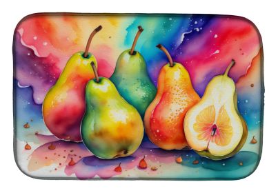 Colorful Pears Dish Drying Mat Absorbent Dish Drying Mat Pad for Kitchen Counter Dish Drainer Mat for Countertop, 14 x 21", Multicolor (Default: Default)