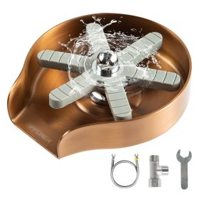 PIPPONER Glass Rinser For Kitchen Sink, Upgrade 360 Rotating High Pressure Jet Glass Rinser, 5-inch Stainless Steel Cup Washer, Cup Rinser Sink A (Option: Brushed Copper)
